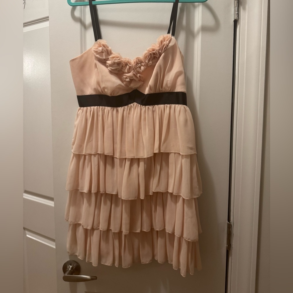Lipsy London Tiered Pink Rosette Dress